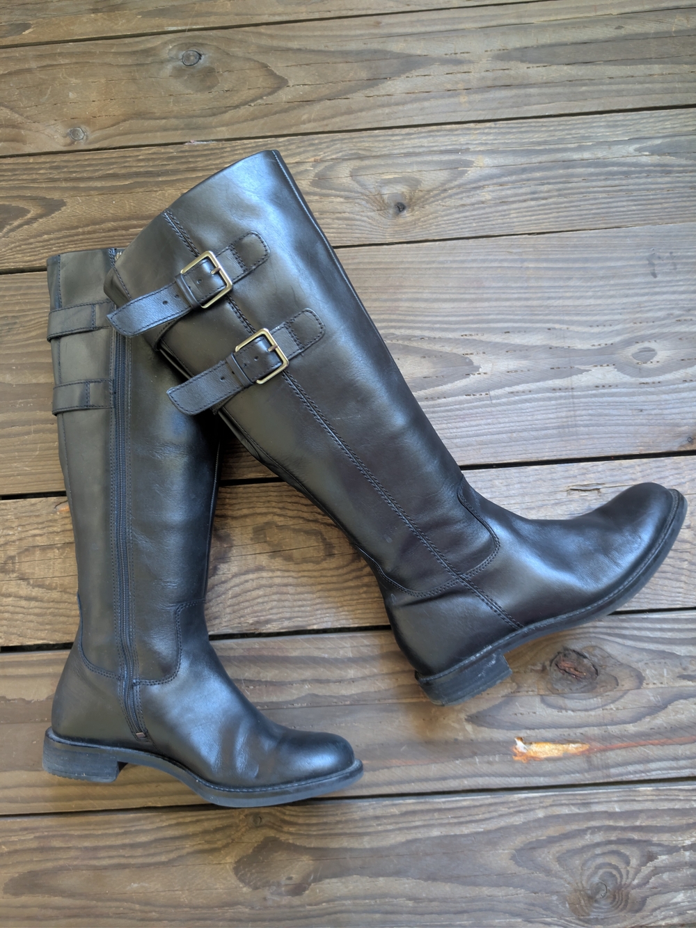 ECCO Women's Black Riding Leather Boots 37